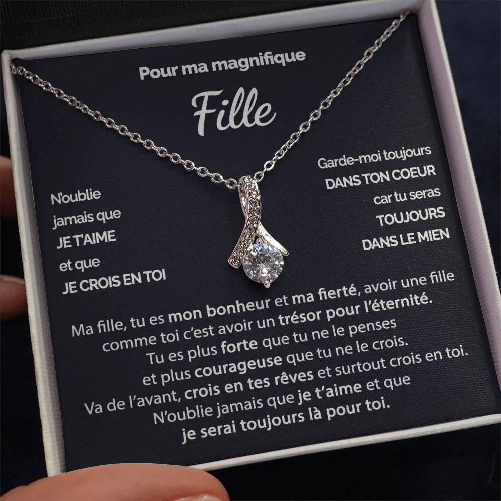 Cadeau De Maman Pour Fille - Collier Ruban Précieux Finition Or Blanc Tu Es Courageuse Jewelry