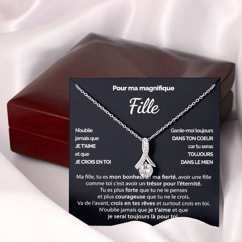 Cadeau De Maman Pour Fille - Collier Ruban Précieux Finition Or Blanc Tu Es Courageuse Jewelry