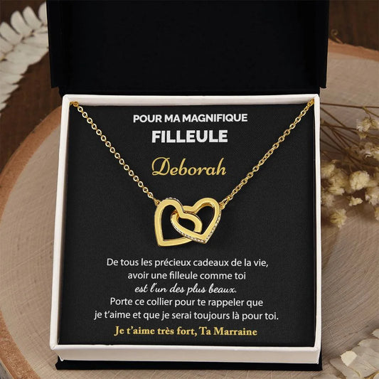 Cadeau De Marraine Pour Sa Filleule | Coffret Collier Coeurs Entrelacés Avec Message Personnalisé ’mon Précieux