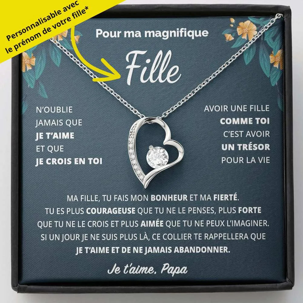 Cadeau De Papa Pour Sa Fille - Coffret Collier Coeur Eternel Tu Es Courageuse Jewelry