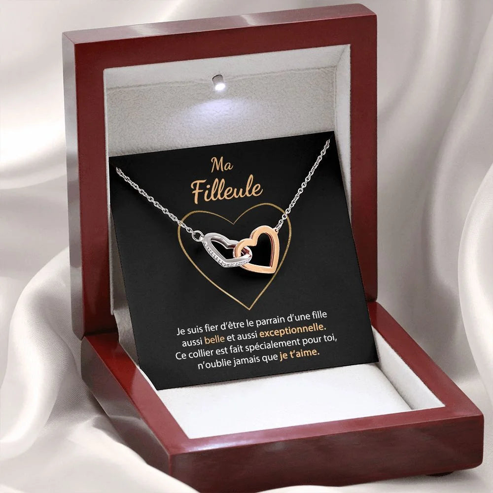 Cadeau De Parrain Pour Sa Filleule - Coffret Collier Coeurs Entrelacés Je Suis Fier Toi Jewelry