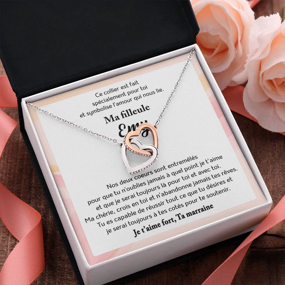 Cadeau Personnalisé De Marraine Pour Filleule - Coffret Collier Coeurs Entrelacés Je T’aime Fort Jewelry