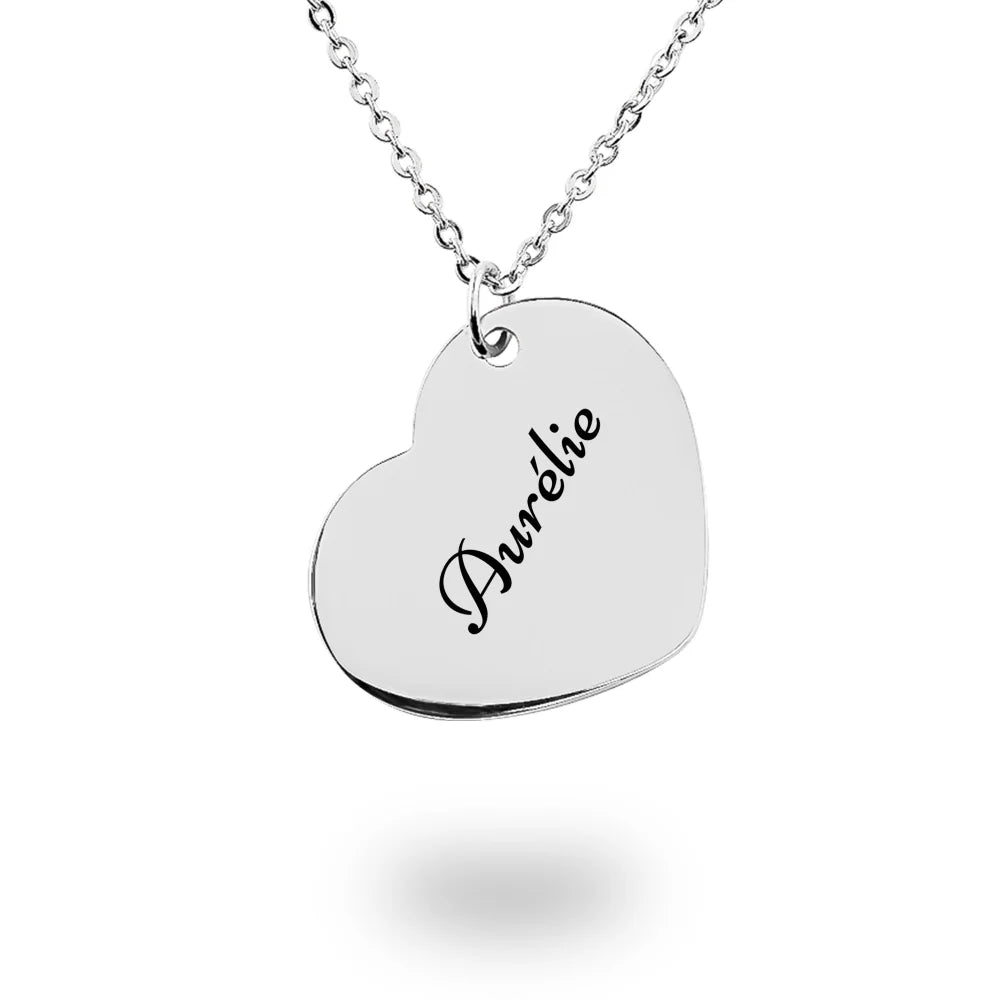 Cadeau Personnalisé De Marraine Pour Sa Filleule - Collier Prénom Coeur Gravé - Tu Es Précieuse