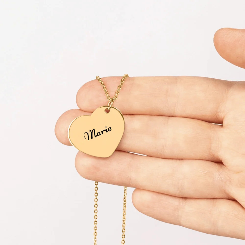 Cadeau Personnalisé De Marraine Pour Sa Filleule - Collier Prénom Coeur Gravé - Tu Es Précieuse