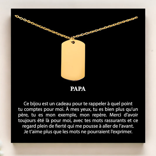 Cadeau pour Papa - Collier Médaillon Personnalisable & Message D’amour