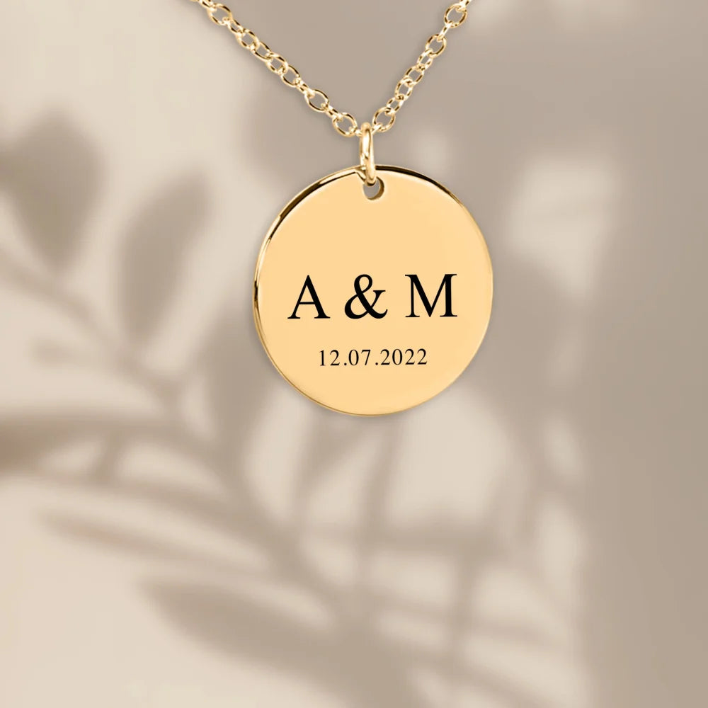 Collier Pendentif Personnalisé Avec Initiales & Date