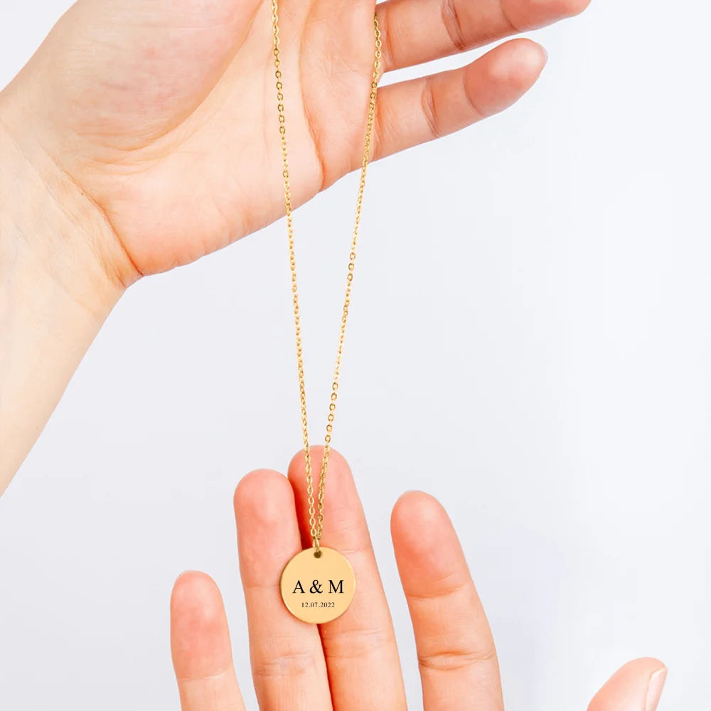 Collier Pendentif Personnalisé Avec Initiales & Date