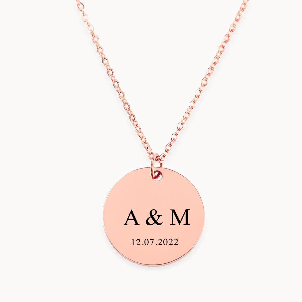 Collier Pendentif Personnalisé Avec Initiales & Date