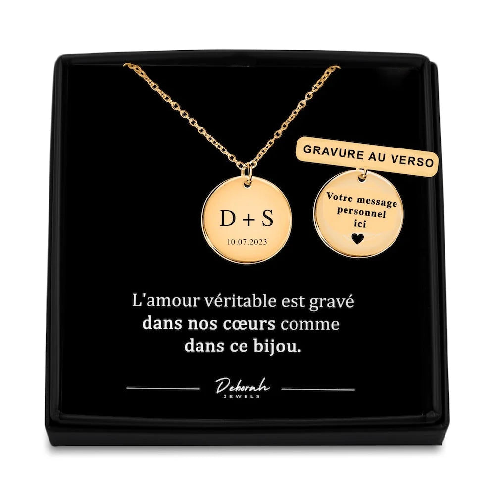 Collier Pendentif Personnalisé Avec Initiales + Date