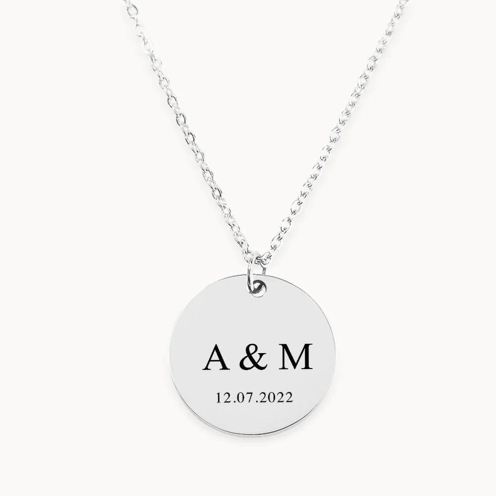 Collier Pendentif Personnalisé Avec Initiales & Date