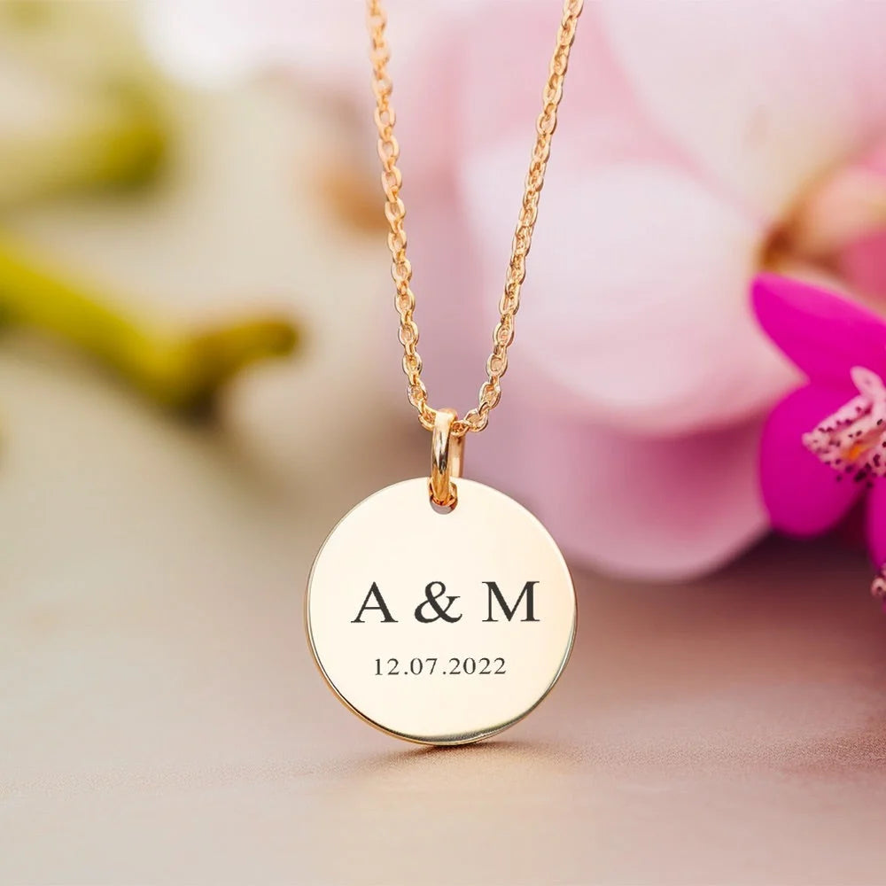 Collier Pendentif Personnalisé Avec Initiales & Date