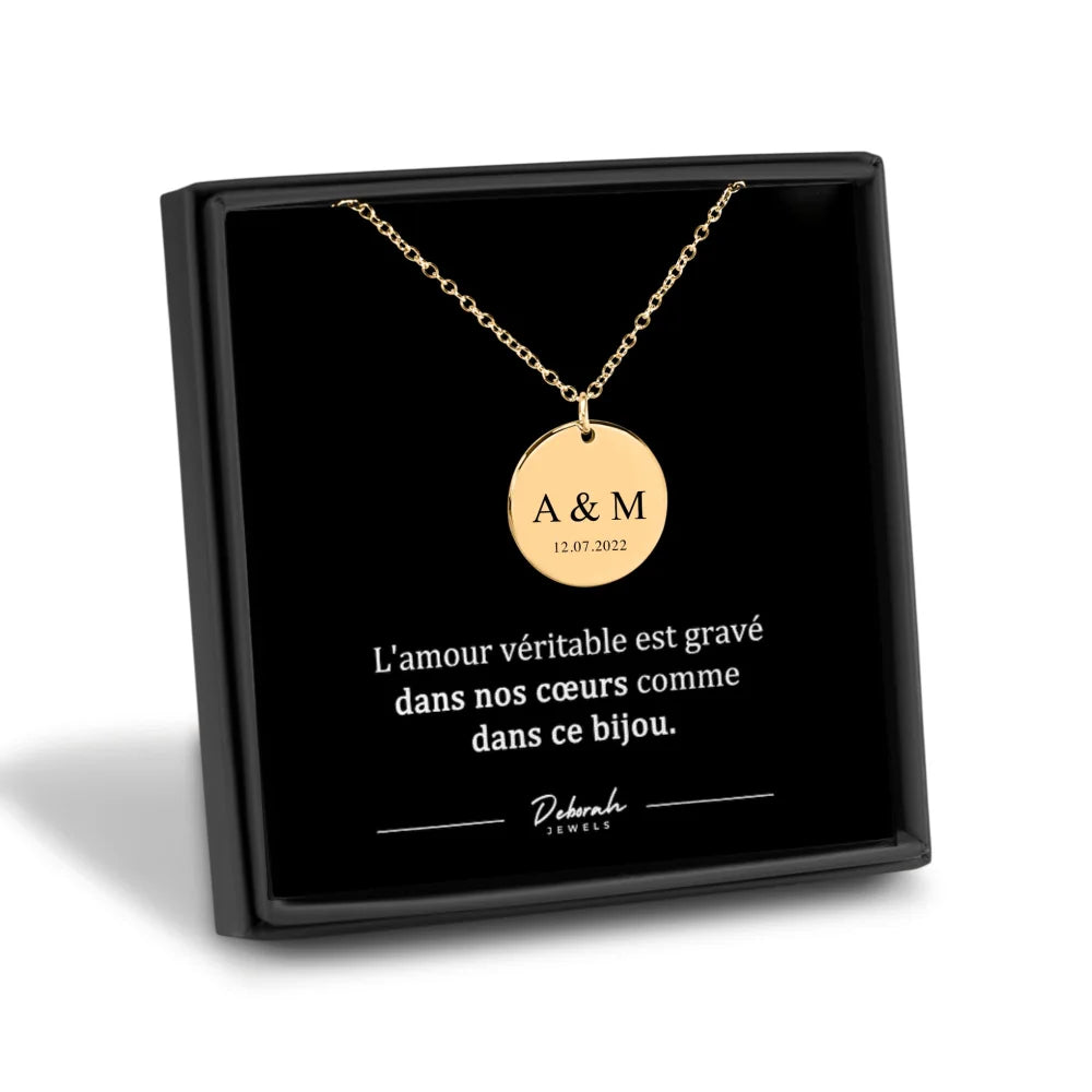 Collier Pendentif Personnalisé Avec Initiales & Date