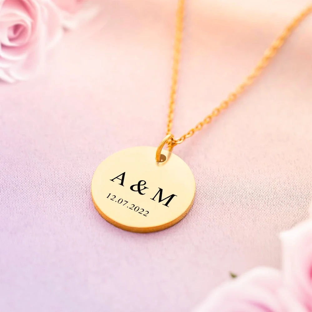 Collier Pendentif Personnalisé Avec Initiales & Date