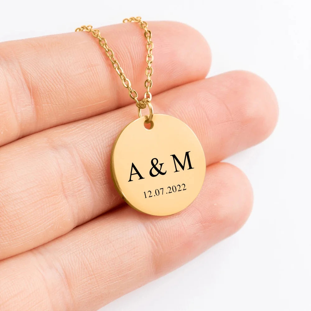 Collier Pendentif Personnalisé Avec Initiales & Date