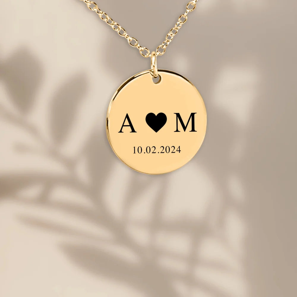 Collier Pendentif Personnalisé Avec Initiales Et Date