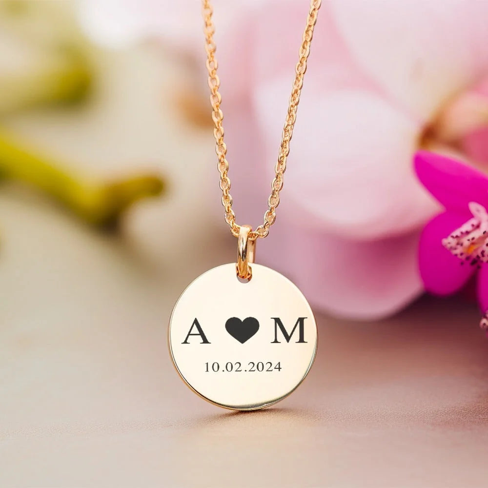 Collier Pendentif Personnalisé Avec Initiales Et Date