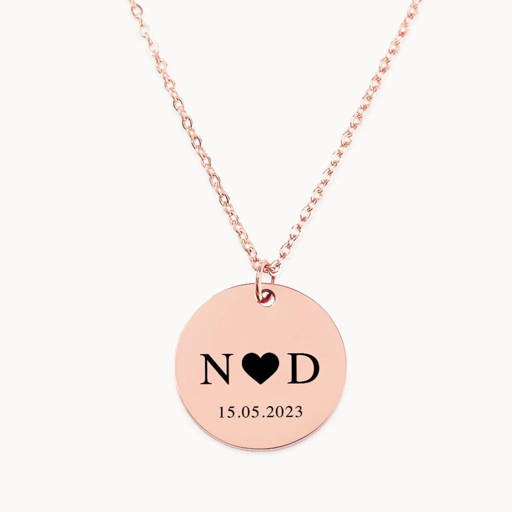 Collier Pendentif Personnalisé Avec Initiales Et Date