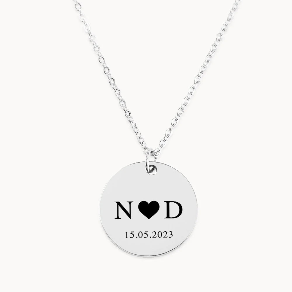 Collier Pendentif Personnalisé Avec Initiales Et Date