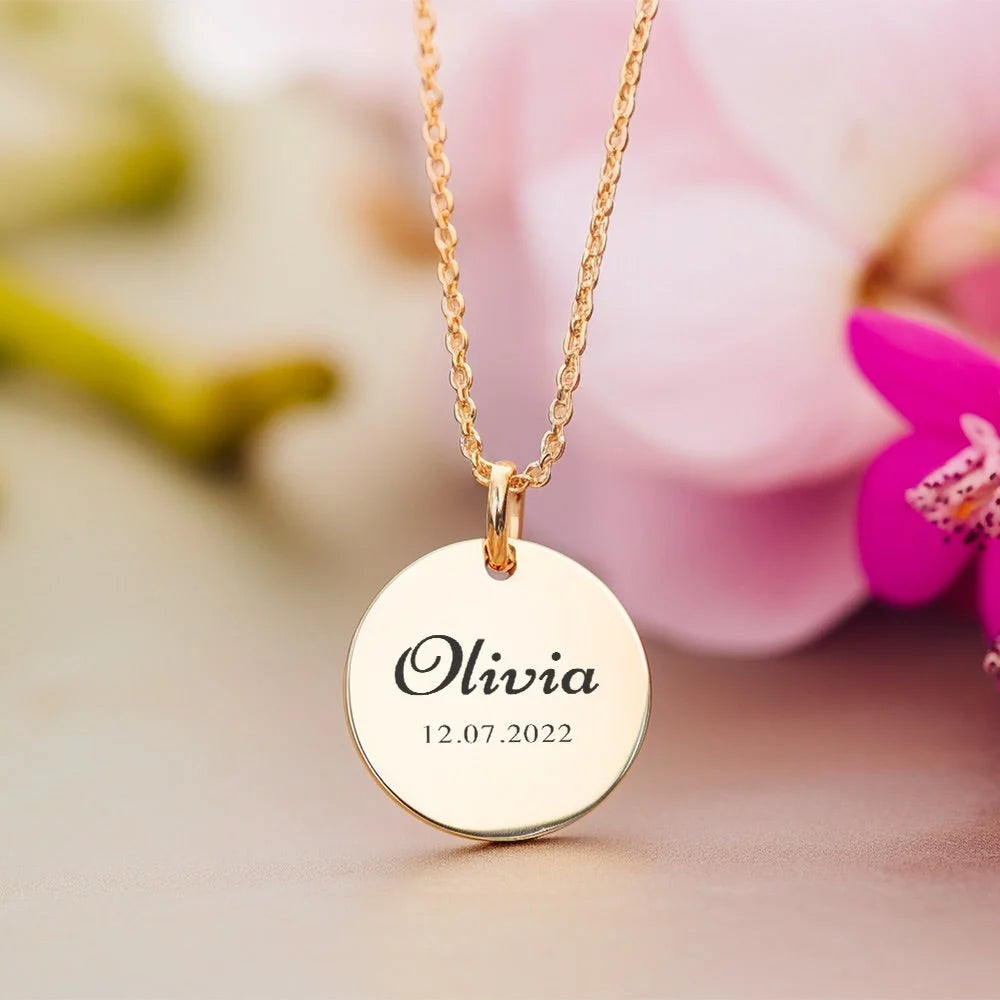 Collier Pendentif Personnalisé Avec Prénom Et Date