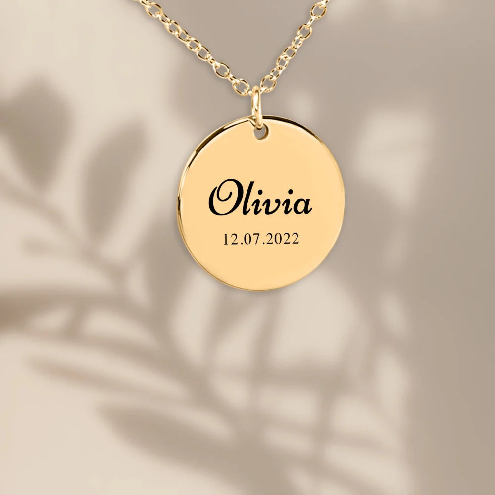 Collier Pendentif Personnalisé Avec Prénom Et Date