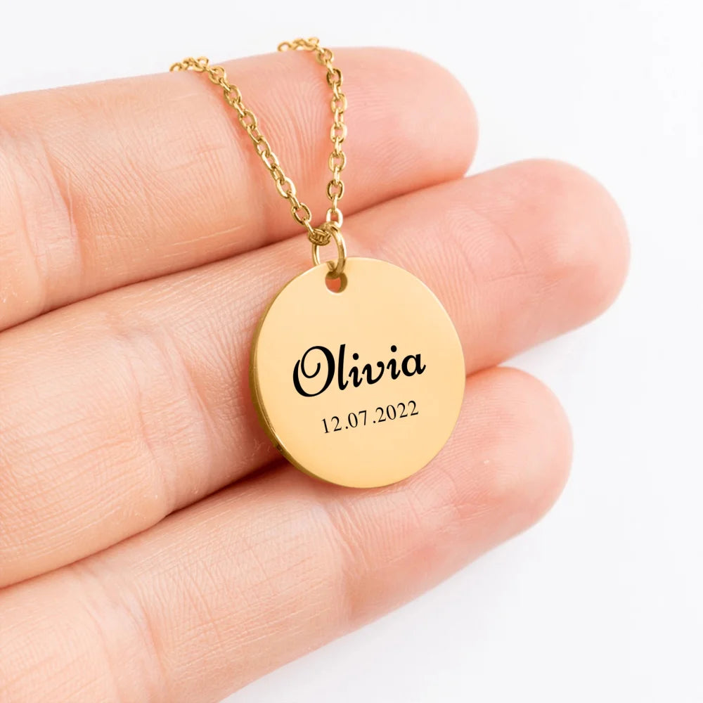 Collier Pendentif Personnalisé Avec Prénom Et Date