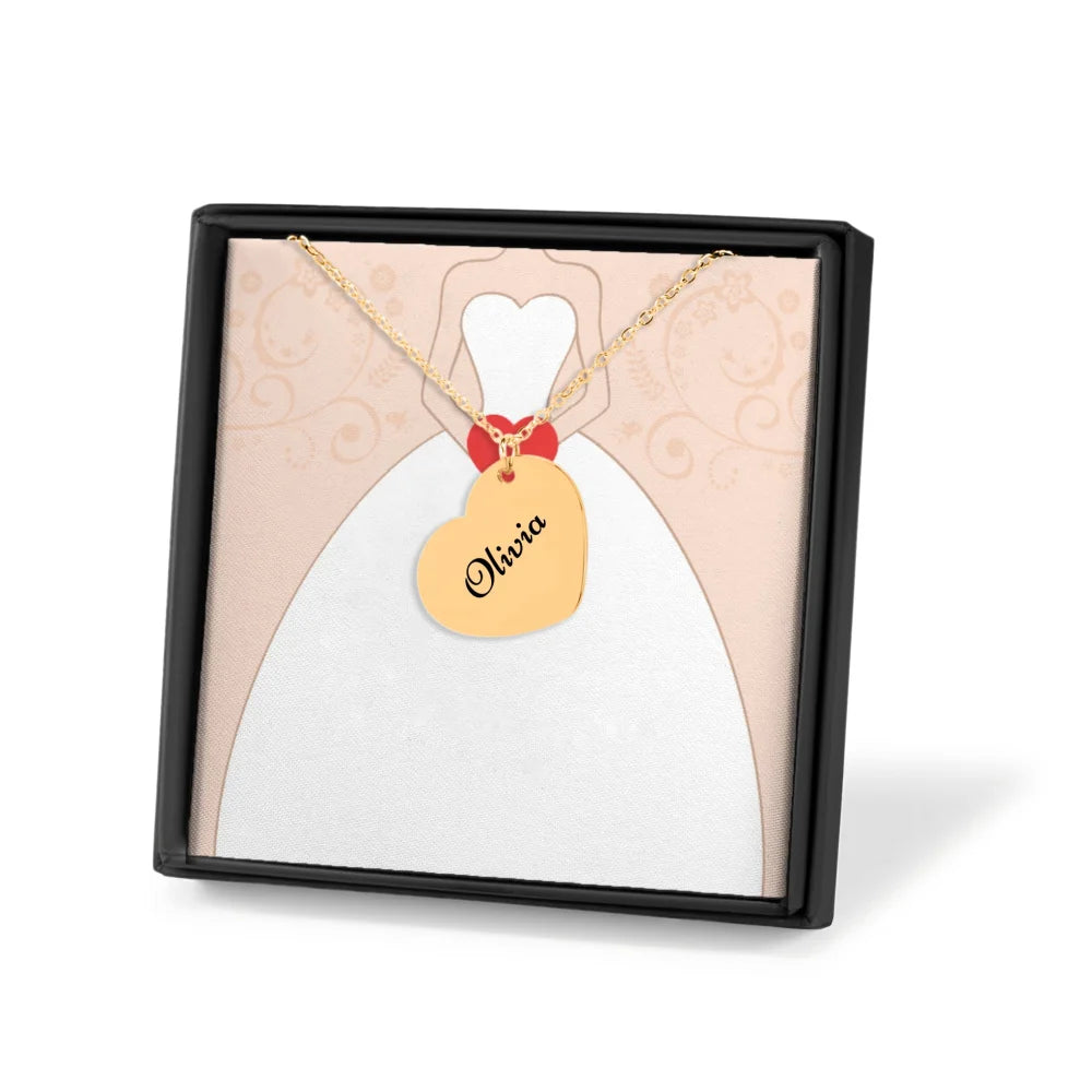 Collier Personnalisé Coeur Avec Prénom - Cadeau Pour Mariée Ou Demoiselles D’honneur