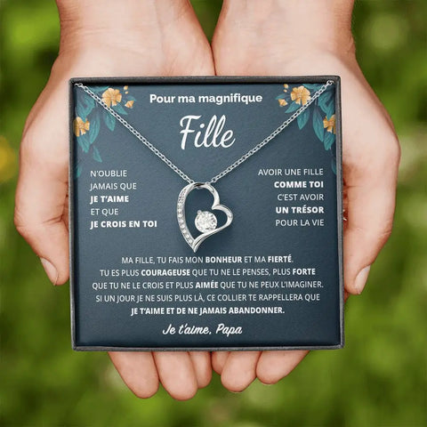 Cadeau De Papa Pour Sa Fille - Coffret Collier Coeur Eternel Tu Es Courageuse