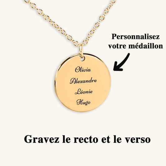 Collier Médaillon Gravé avec Chaine de 45cm